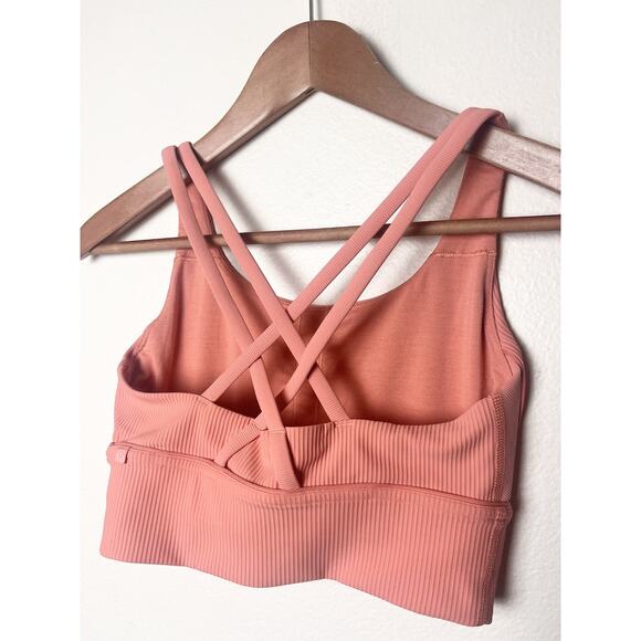 Lululemon Energy Longline Bra Ribbed Luxtreme Size 6 Sunny Coral - Picture 5 of 7